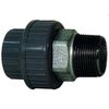 3-piece coupling in ABS/malleable (GY) Serie: 530 PN10 Glued sleeve/External thread (BSPT)
